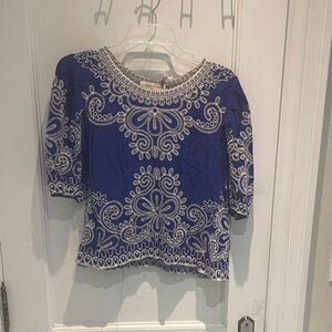 BNWT Solitaire Royal Blue Blouse with White Detailing 👵MT